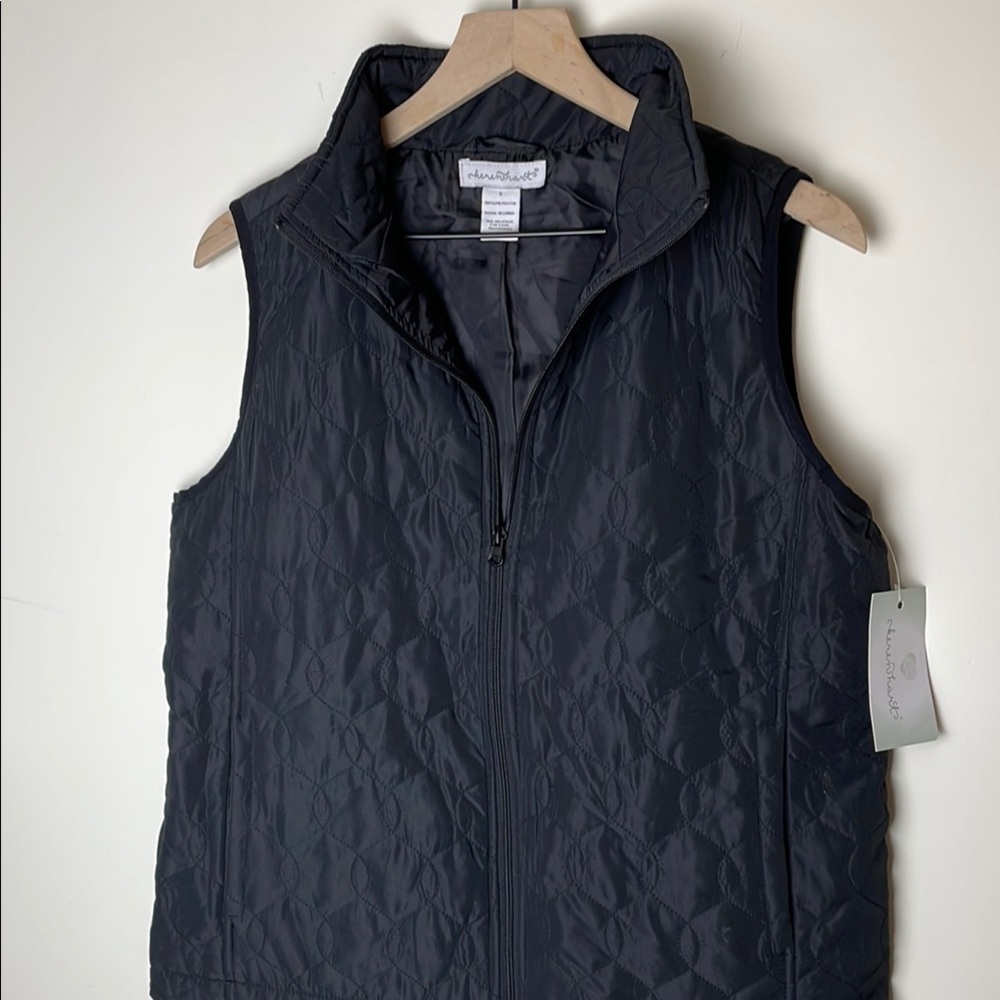 Keren Hart black quilted zip vest NWT